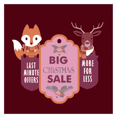 Christmas Sale Banner Design With Stylized Animals Free Vector