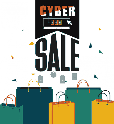Cyber Monday Sale Banner Webpage Style 3D Bags Free Vector