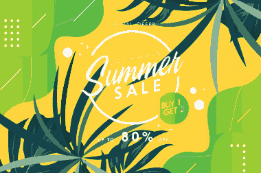 Summer Sale Banner Bright Colorful Nature Elements Decor Free Vector