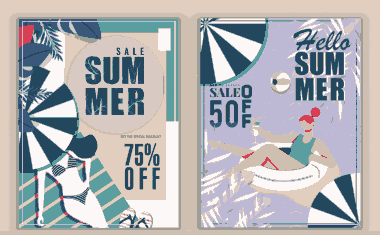 Summer Sale Banners Beach Vacation Elements Decor Free Vector