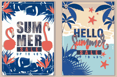 Summer Sale Banners Colorful Classical Forest Marine Themes Free Vector