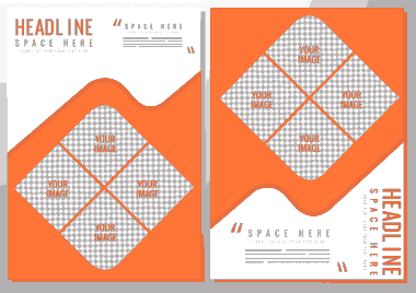 Brochure Template Checkered Squares Deformed Curves Decor Free Vector