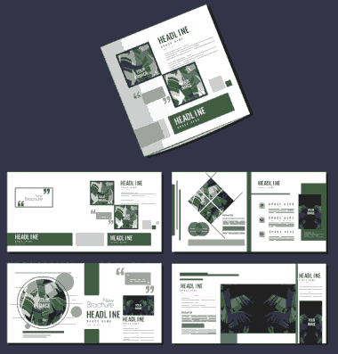 Free Download PDF Books, Brochure Templates Simple Modern Layout Leaves Decor Free Vector