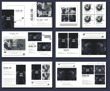 Free Download PDF Books, Brochures Templates Contrast Decor Leaves Sketch Modern Design Free Vector
