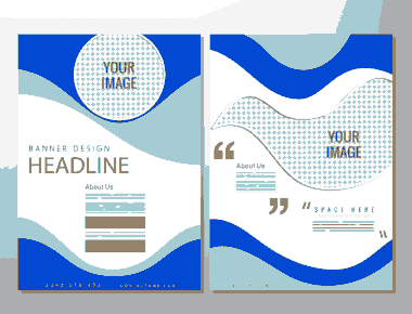 Corporate Brochure Template Modern Abstract Curves Checkered Decor Free Vector