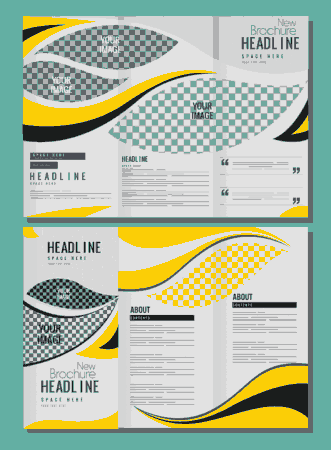 Corporate Brochure Templates Bright Modern Checkered Curves Decor Free Vector