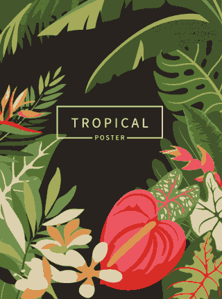 Tropical Nature Background Colorful Design Leaves Flowers Sketch Free Vector