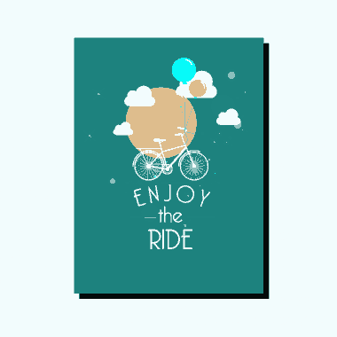 Card Cover Bicycle Background Floating Object Balloons Decoration Free Vector