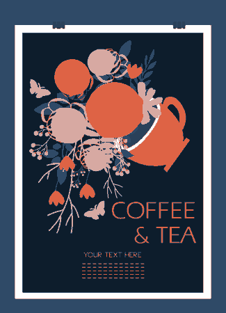 Coffe Tea Background Colorful Flowers Decoration Cup Icon Free Vector