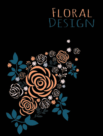 Floral Background Roses Icon Dark Design Free Vector