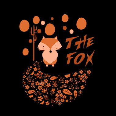 Fox Background Floral Leaves Decoration Dark Backdrop Free Vector