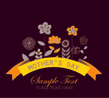 Free Download PDF Books, Mother Day Background Handdrawn Flowers Ribbon Decoration Free Vector