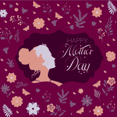 Mother Day Background Violet Backdrop Flowers Butterflies Decoration Free Vector