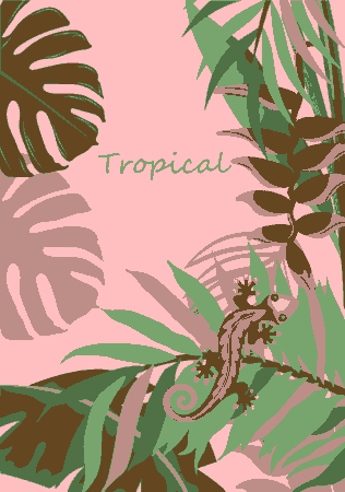 Tropical Background Flora Leaves Gecko Sketch Colorful Classic Free Vector