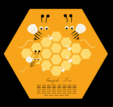 Honeybees Background Cute Stylized Cartoon Icons Geometric Frame Free Vector