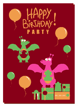 Birthday Background Cute Dragon Colorful Balloons Icons Decoration Free Vector