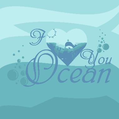 Blue Ocean Background Calligraphic Texts Decoration Heart Icon Free Vector