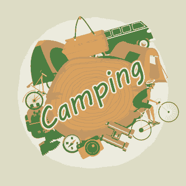 Camping Background Various Colored Symbols Decoration Free Vector
