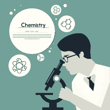 Chemistry Background Scientist Icon Atoms Molecules Decoration Free Vector