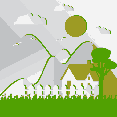 Countryside Landscape Background Colored Cut Paper Decor Free Vector