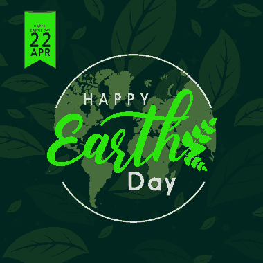 Earth Day Poster Green Leaves Background Calligraphy Decor Free Vector