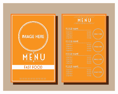 Fastfood Menu Design Circle Decoration On Orange Background Free Vector