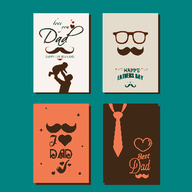 Father Day Background Sets Flat Design Classical Decoration Free Vector