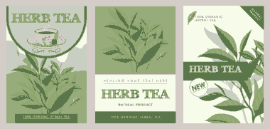 Herbal Tea Advertising Background Classic Handdrawn Decor Free Vector