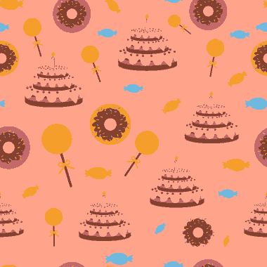 Birthday Cakes Candies Background Colorful Repeating Icons Free Vector