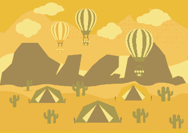 Camping Background Tent Balloon Icons Mountain Desert Backdrop Free Vector