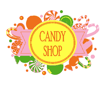 Candy Shop Background Various Colorful Objects Flat Ribbon Free Vector