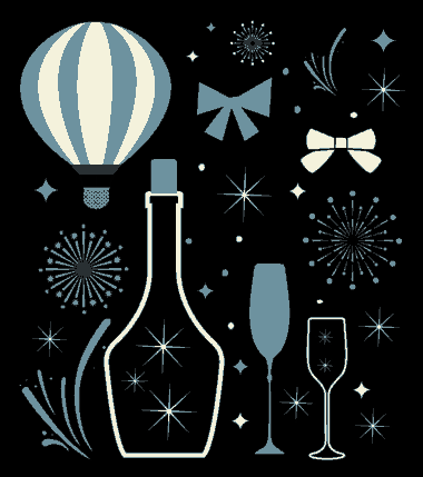 Celebration Background Champagne Fireworks Icons Sparkling Dark Design Free Vector
