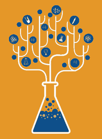 Chemistry Background Flat Tree Ornament Lab Bottle Icon Free Vector
