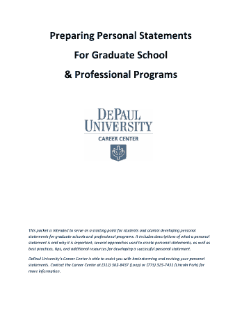 Graduate School and Professional Programs Personal Statement Template