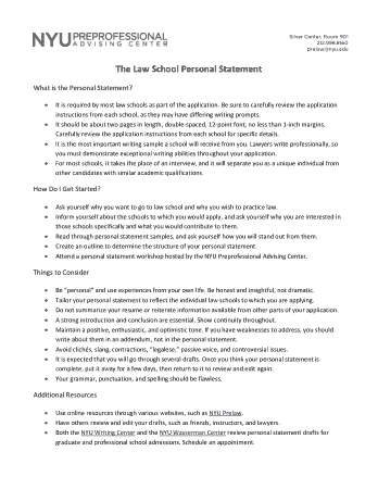 Law School Personal Statement Example Template