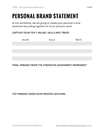 Personal Brand Statement Worksheet Template