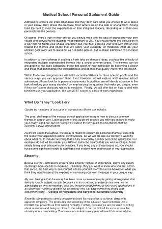 Personal Statement Format Medical School Template