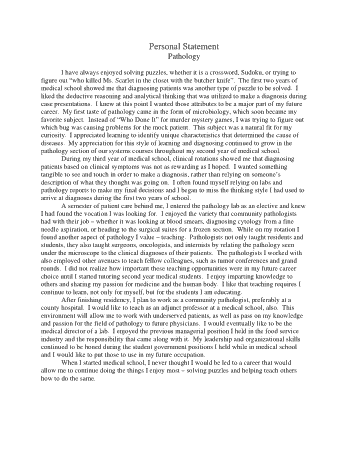 Personal Statement Pathology Residency Template