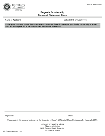 Scholarship Personal Statement Template