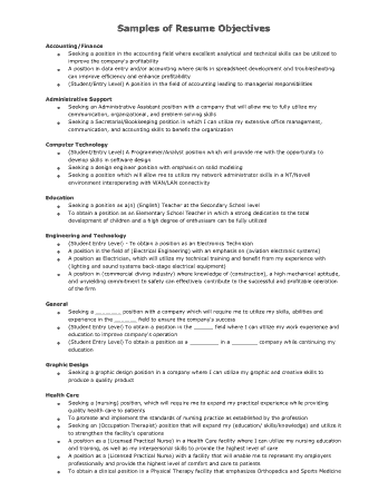 Entry Level Resume Objective Statement Template