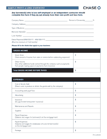 Business Profit and Loss Statement Form Template