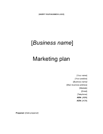 Blank Small Business Marketing Plan Template