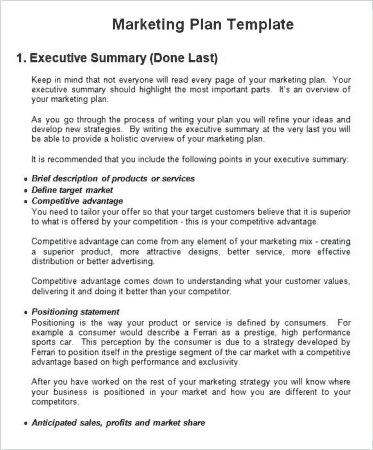 Executive Summary For Business Plan Example Template