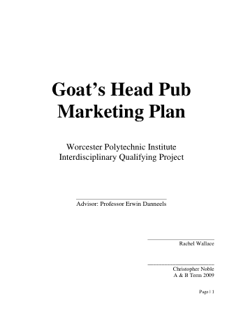 Goats Head Pub Restaurant Marketing Plan Template