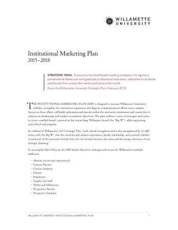 Institutional Marketing Plan Example Template