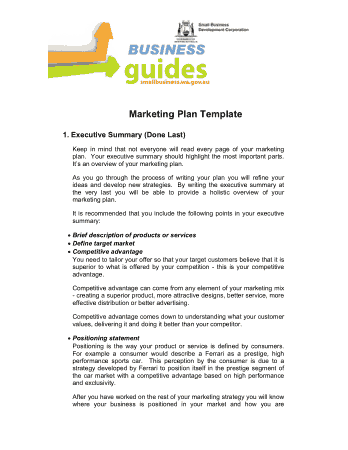 Marketing Plan Business Guides Template