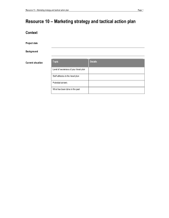 Marketing Strategy and Tactical Action Plan Sample Template