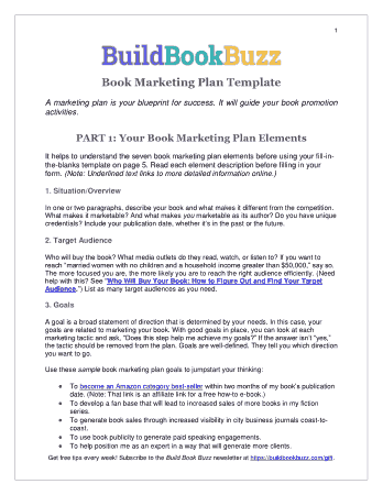 Printable Book Marketing Plan Template