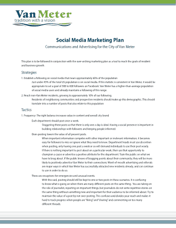 Social Media Marketing Plan Sample Template