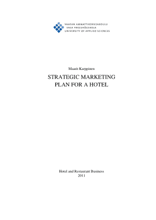Strategic Hotel Marketing Plan Template
